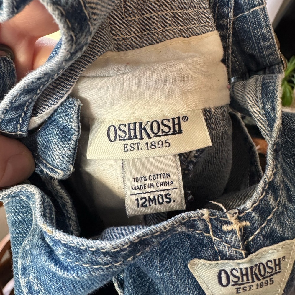 Blue Denim Oshkosh Girls Overall Bubble Romper 12 months cotton - Picture 4 of 4